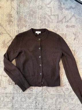 Madewell Cashmere Button-Down Cardigan Sweater in Brown